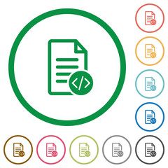Source code document flat icons with outlines