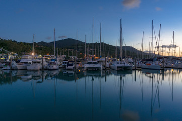 Fototapeta na wymiar Yachts, boats and catamarans in bay
