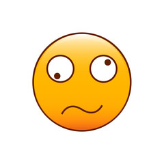 Confused and disoriented emoticon. Vector illustration