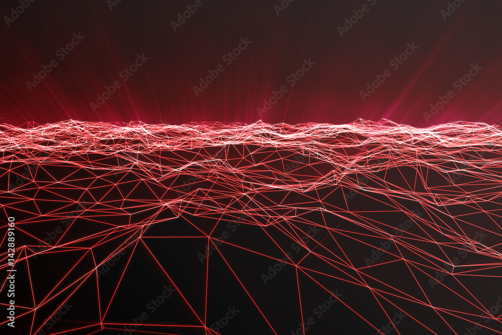 Poster abstract polygonal space low poly with connecting dots and lines. futuristic background. connection 