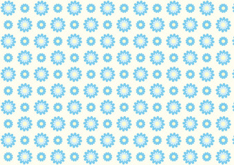 Blue flowers pattern on a light yellow background.