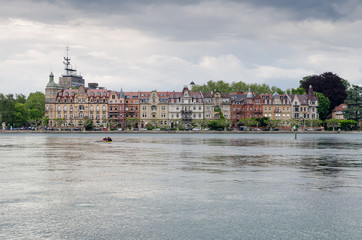 Panoramic view of Konstanz (Constance) on Bodensee Lake. Germany