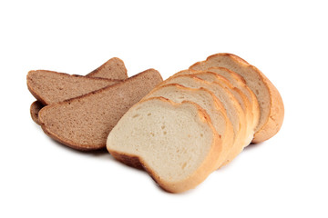 Organic bread on white background