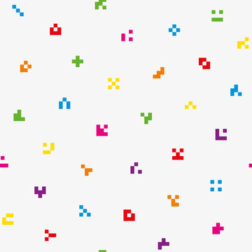 Multicolor abstract pixelated icons seamless pattern.