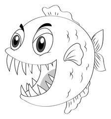 Animal outline for piranha fish