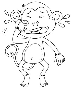 Animal outline for crying monkey