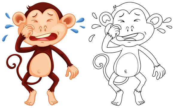 Animal outline for monkey crying