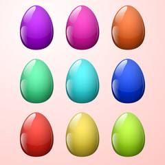 Set of painted eggs for easter, vector
