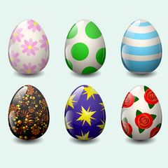 Set of easter eggs decorated with a pattern, vector