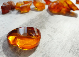 Amber stone. Jewelery from amber.