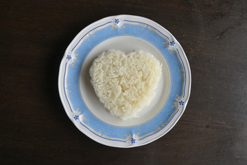 Heart Shape Rice in the Disk