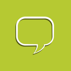 White speech bubble with shadow. White speech bubble with shadow on olive background. Vector