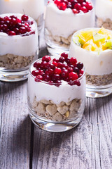 Yogurt in glass with  fruit