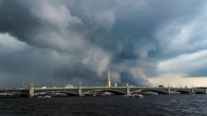 Fototapeta na wymiar Russia. Summer 2016. Before the storm in St. Petersburg. River Neva.