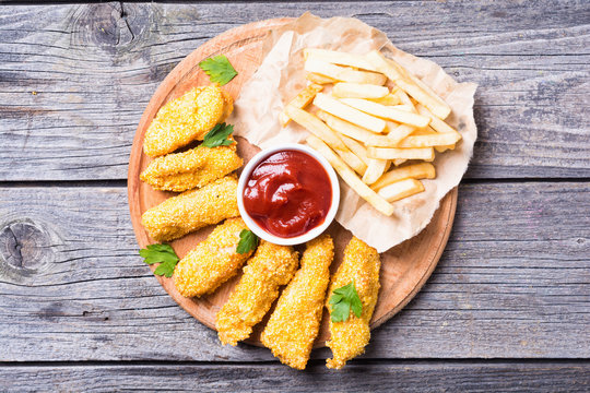 chicken strips and French fries