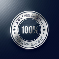 satisfaction guarantee silver label and badge