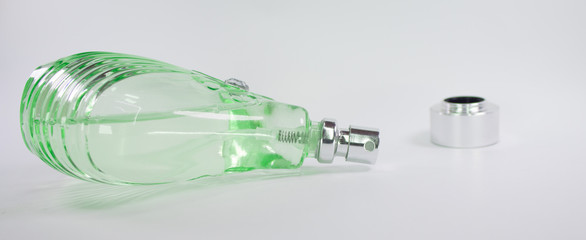 Bottle of perfume isolated on white background. selective focus