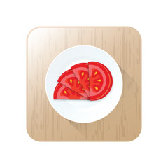 Sliced tomato icon vector on button
