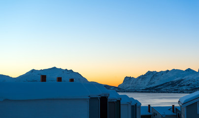 Sunset over the city of Tromso