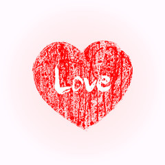 Red Heart . Grunge stamps. Love shape for your design.
