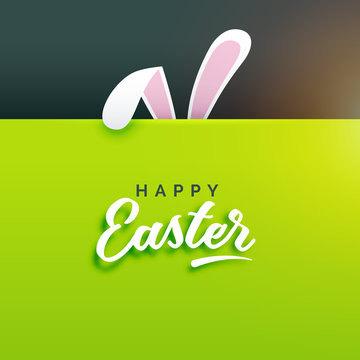beautiful happy easter background with rabbit ears