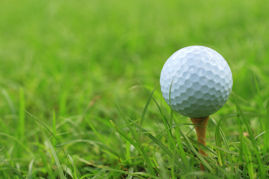 Golf ball on a tee peg
