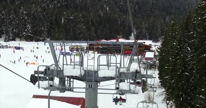 mountain skiing trip on a chair lift