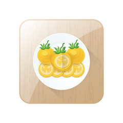 Tomato dissect  Yellow Color icon set and button