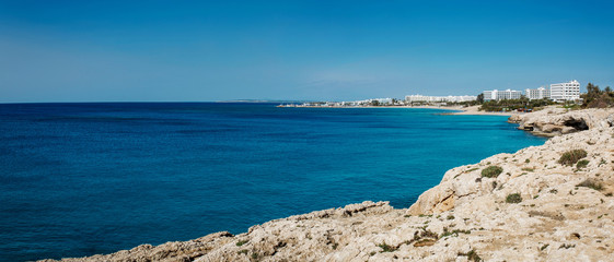 Panorama crystal clear Cyprus sea, Ayia Napa