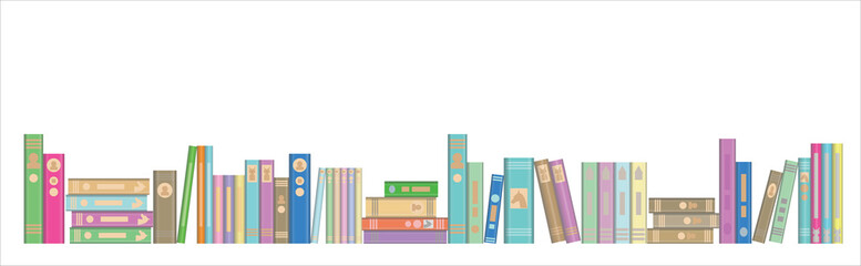 Library Book Banner with Books in a row
