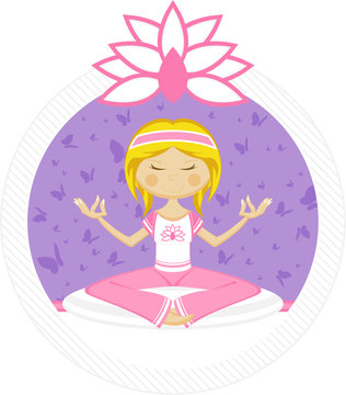 Cute Cartoon Yoga Girl
