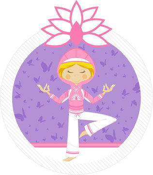 Cute Cartoon Yoga Girl