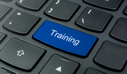 Close-up the Training button on the keyboard and have Blue color button isolate black keyboard