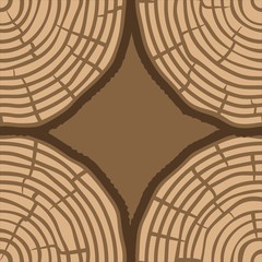 Tree Rings Seamless Vector Pattern. Saw cut tree trunk background. Vector Illustration.