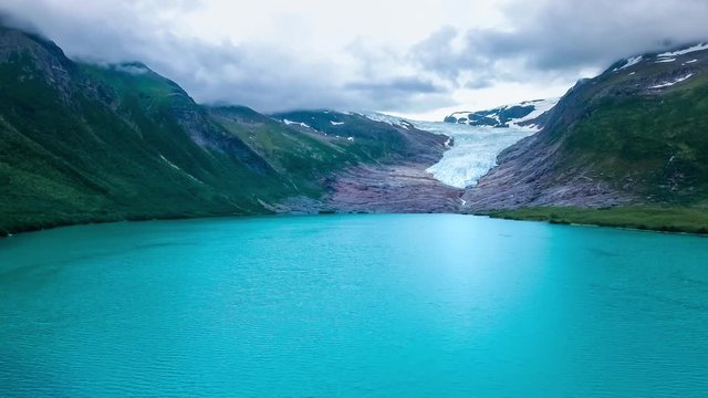 Svartisen Glacier in Norway Aerial view.