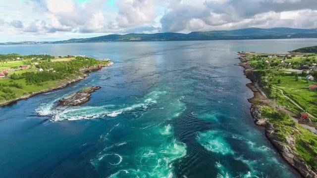 Whirlpools of the maelstrom of Saltstraumen, Nordland, Norway