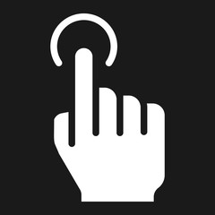 Single tap solid icon, touch and hand gestures, mobile interface vector graphics, a filled pattern on a black background, eps 10.