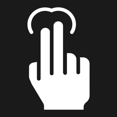 2 finger tap solid icon, touch and hand gestures, mobile interface vector graphics, a filled pattern on a black background, eps 10.