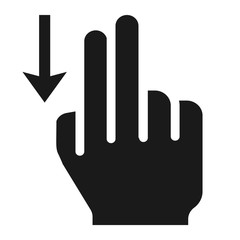 2 finger Swipe down solid icon, touch and hand gestures, mobile interface and drag down vector graphics, a filled pattern on a white background, eps 10.