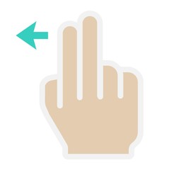 2 finger Swipe left flat icon, touch and hand gestures, mobile interface and drag down vector graphics, a colorful solid pattern on a white background, eps 10.