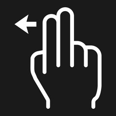 Fototapeta premium 2 finger Swipe left line icon, touch and hand gestures, mobile interface and drag down vector graphics, a linear pattern on a black background, eps 10.