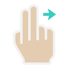 2 finger Swipe right flat icon, touch and hand gestures, mobile interface and drag down vector graphics, a colorful solid pattern on a white background, eps 10.