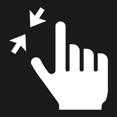 Obraz premium 2 finger zoom out solid icon, touch and hand gestures, mobile interface vector graphics, a filled pattern on a black background, eps 10.