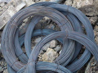 wire rolls at construction site