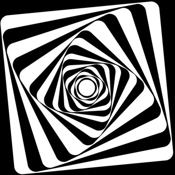 A black and white optical illusion. Vasarely optical effect.