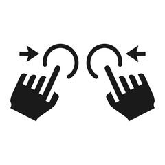 Two hand zoom out solid icon, touch and hand gestures, mobile interface vector graphics, a filled pattern on a white background, eps 10.