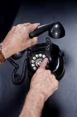 Using and dialing a vintage telephone