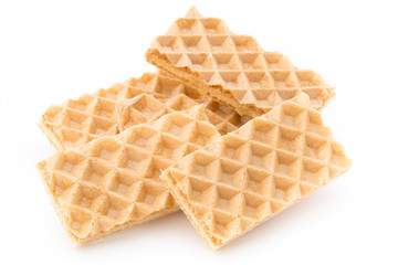 Waffle with crem isolated on white background.