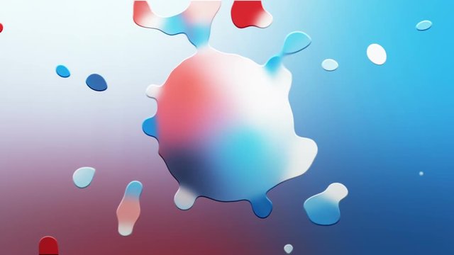 A rainbow of blue, red, pink and flowers bounces off, the drops separate from the puddle background copy space
