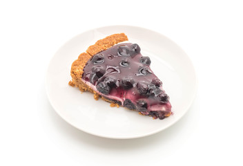 blueberry pie on white
